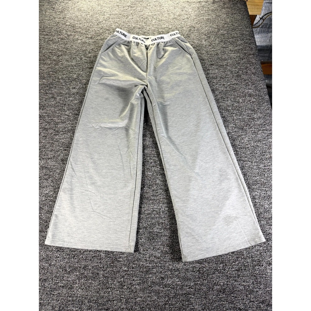 Culture Sweatpants Womens XL Heather Gray Wide Leg Soft Elastic Waist High Rise